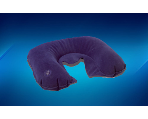 Inflatable pillow under his head in the shape of a horseshoe